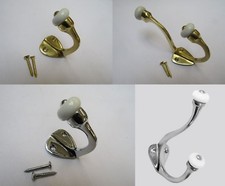 PACK OF 5 solid brass ceramic retro vintage single double hat and coat hooks