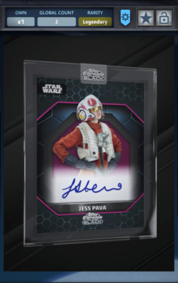 Topps Star Wars Card Trader Jess Pava Black Chrome Magenta 10cc Legendary DIGITA