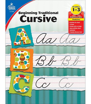 Beginning Traditional Cursive Handwriting Workbook for Kids Handwriting Pract...