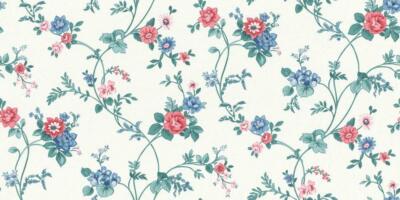 Rasch Tapete 288338 Petite Fleur 5 weiß rot blau Blumen Blüten Vlies Vliestapete