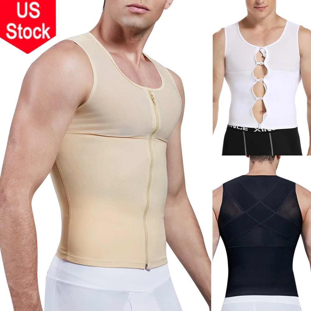 Men Shapewear Compression Shirt Slimming Body Shaper Waist Trainer