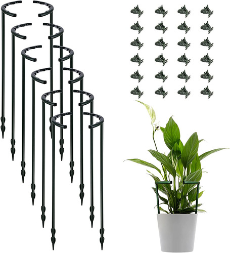 12 Pack Plant Support Plant Stakes with 24 Pcs Plant Clips, Half round Plant Sup - Picture 9 of 12