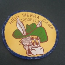 VINTAGE HIGH SIERRA CAMP TROOP 112 ADORABLE DONKEY WEARING HAT PATCH 