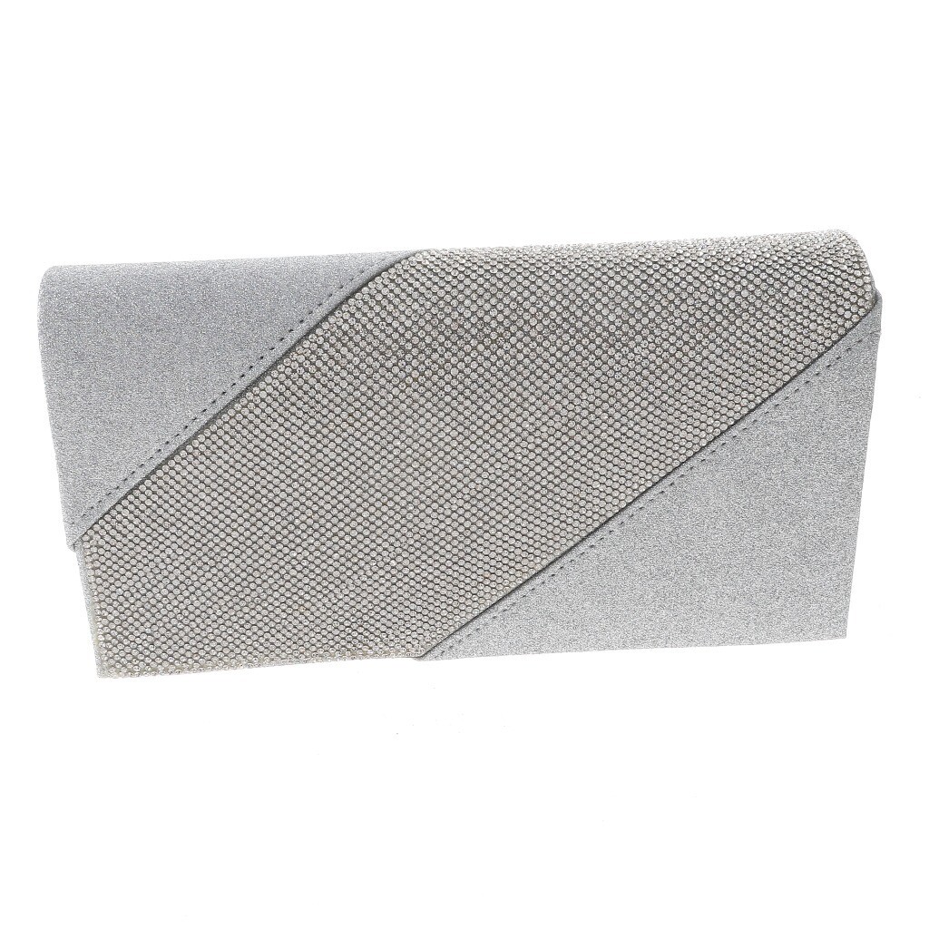 Fashion Glitter Fabric Rhinestone Clutch Evening Bag WYQ119-SIL