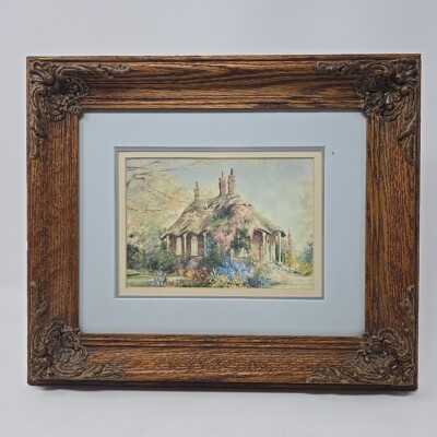 Marty Bell 1984 Old Hertfordshire Thatch Framed Greeting Card- 13 x 11'' Frame