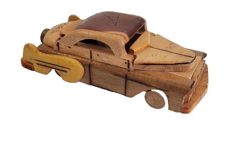 Handmade wooden inlaid race car 7