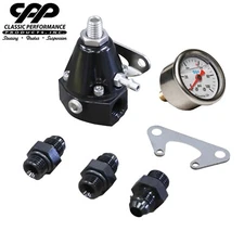 Fuel Pressure Gauge & Regulator Carb or E.F.I Bypass 4-80 PSI Adjustable -6 AN