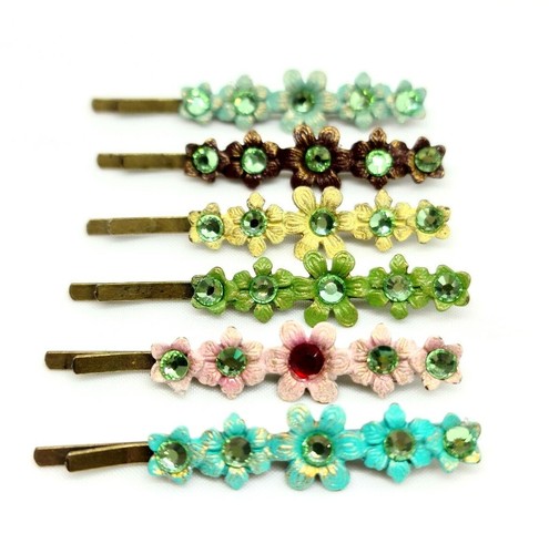Lovely Michal Negrin Vintage 6 Hairpins Colourful Crystals #7070# - Picture 7 of 9