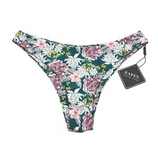 Zaful Bikini Bottom Cheeky Floral Green Pink 8