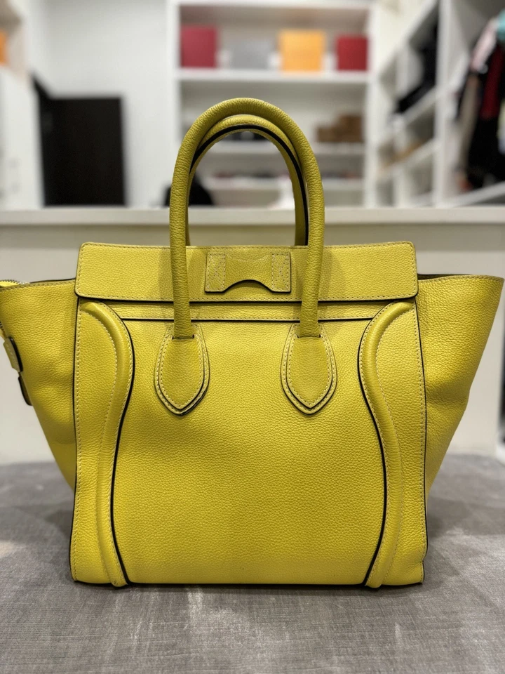 Mini Equipaje Celine Piel de becerro con tambor AUTÉNTICO/color limón Foto 2 de 4