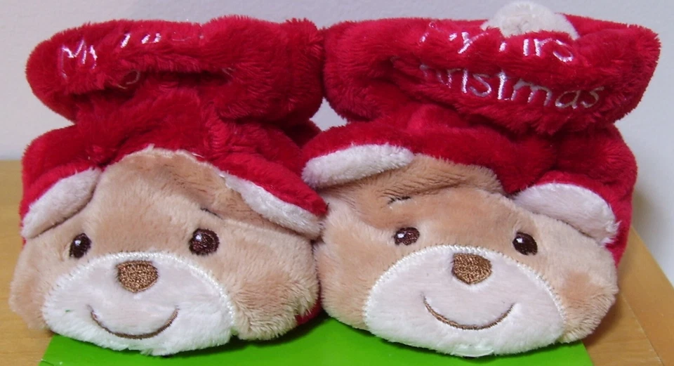 Bebés Niños Niñas Dan Dee Oso de Peluche Mi Primera Navidad Botines Zapatillas Talla 1-2 Foto 3 de 3