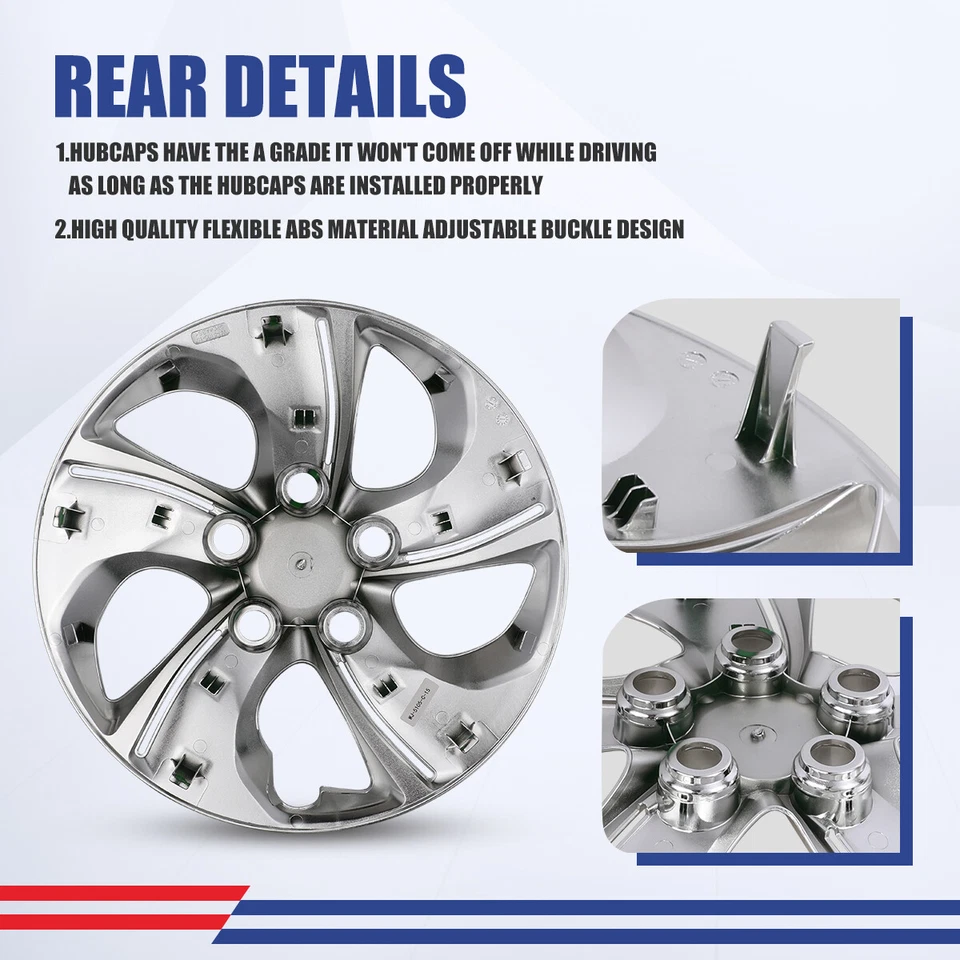 (Paquete de 4) Tapacubos de 15 pulgadas para Honda Civic Sedán R15 2013-2015 cubierta de llantas Foto 4 de 4