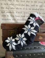Cuddl Duds Black Snowflake Faux Sherpa Cozy Lined Gripper Socks O/S New Lounge