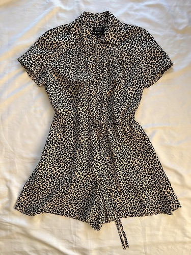 A.P.C size 38 (M) playsuit zip front drawstring waist shorts animal print cotton - Picture 9 of 12