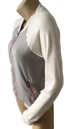 ROXY Womens Size Medium Gray Beige Cotton Blend Long Sleeve Full Zip Jacket - Picture 2 of 6