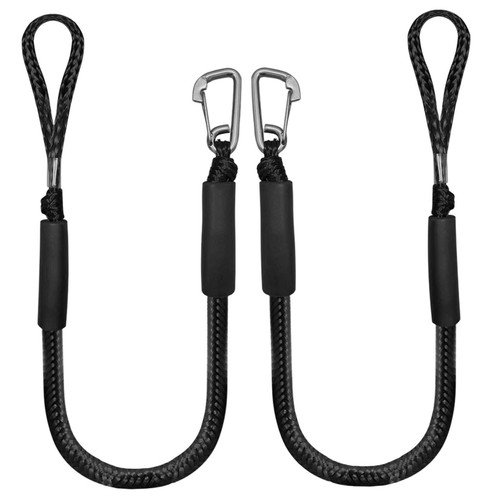 2 Pack Boat Bungee Dock Lines 4 Feet Dock Mooring Rope With Stainless Steel Clip