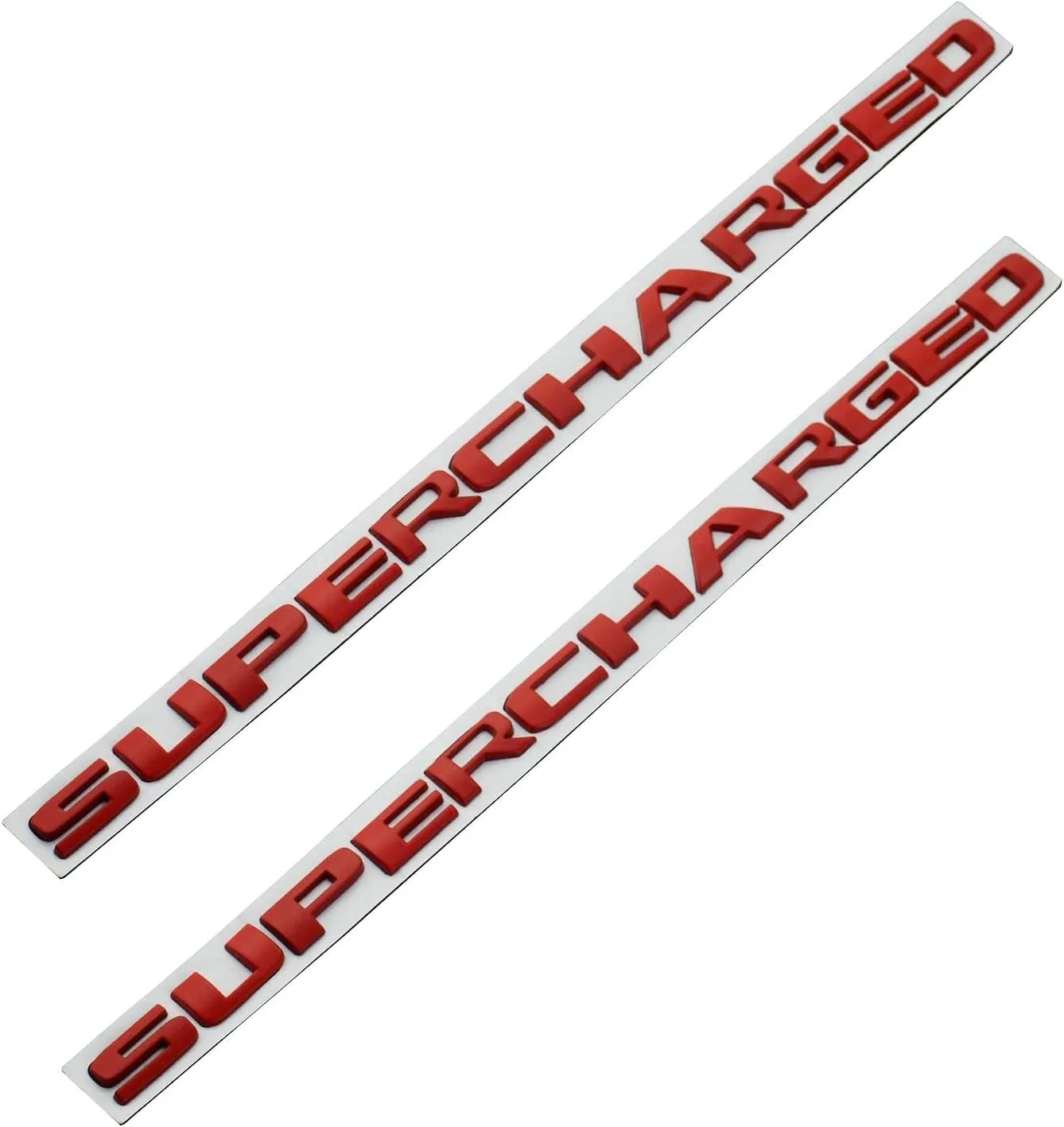 Red Supercharged Emblem Badge Sticker - 2Pc Set