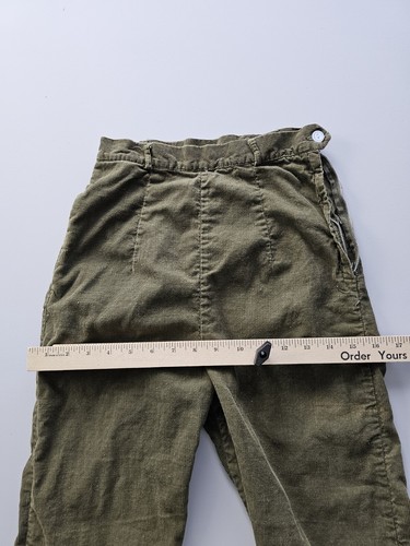 Vintage 1960s Girls Corduroy Olive Drab Green Hip Side Zip Pants Tapered M - Picture 6 of 9