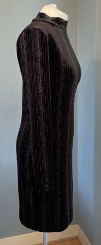 Warehouse Black Velvet Lurex Sparkle Party Occasion Dress Size 12 - Picture 4 of 6