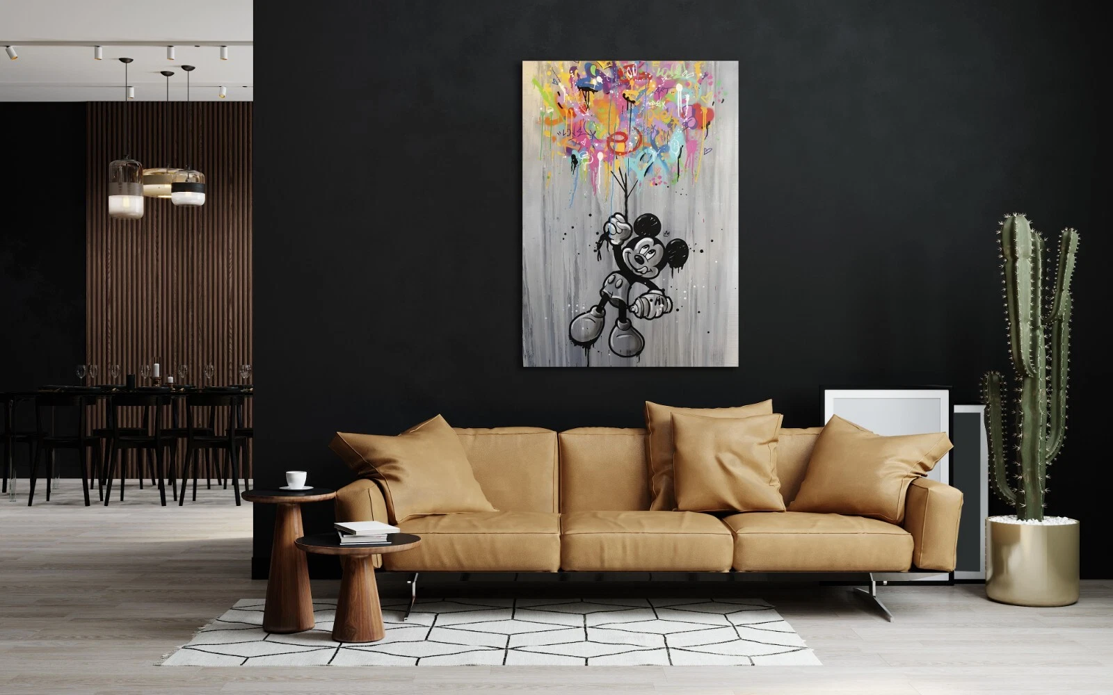 Trendy Mickey Cartoon Wall Art Framed Canvas Print for Kids Room Decor
