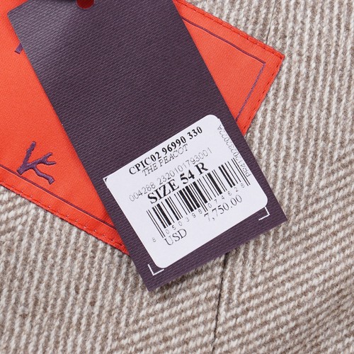Isaia Tan-Cream Soft Herringbone Cashmere Peacoat XL (Eu 54) 44R NWT Pea Coat - Picture 9 of 13