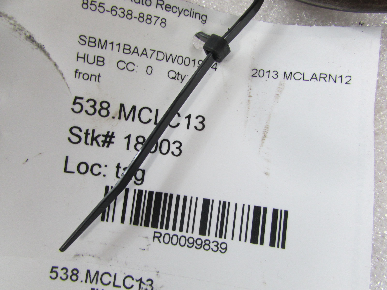 McLaren MP4-12C, Front Hub, Used
