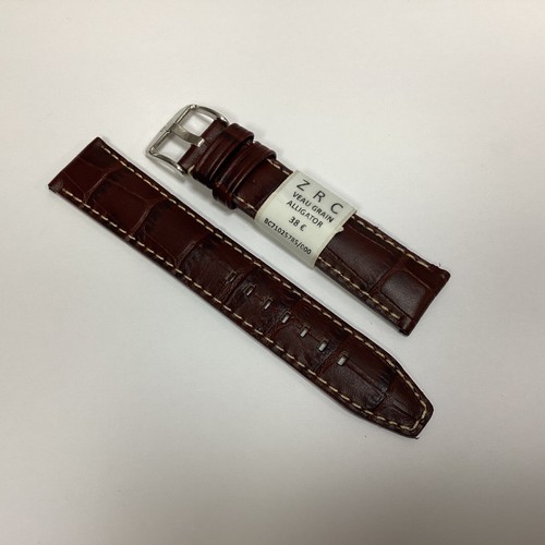 Bracelet De Montre ZRC 24 Mm – Cuir Veau Bleu Fait Main – Grain Alligator – Neuf