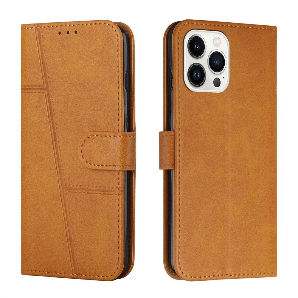 Premium Leather Flip Wallet Shockproof Case for iPhone 15 Pro Max 14 13 XR 7 with Full Protection