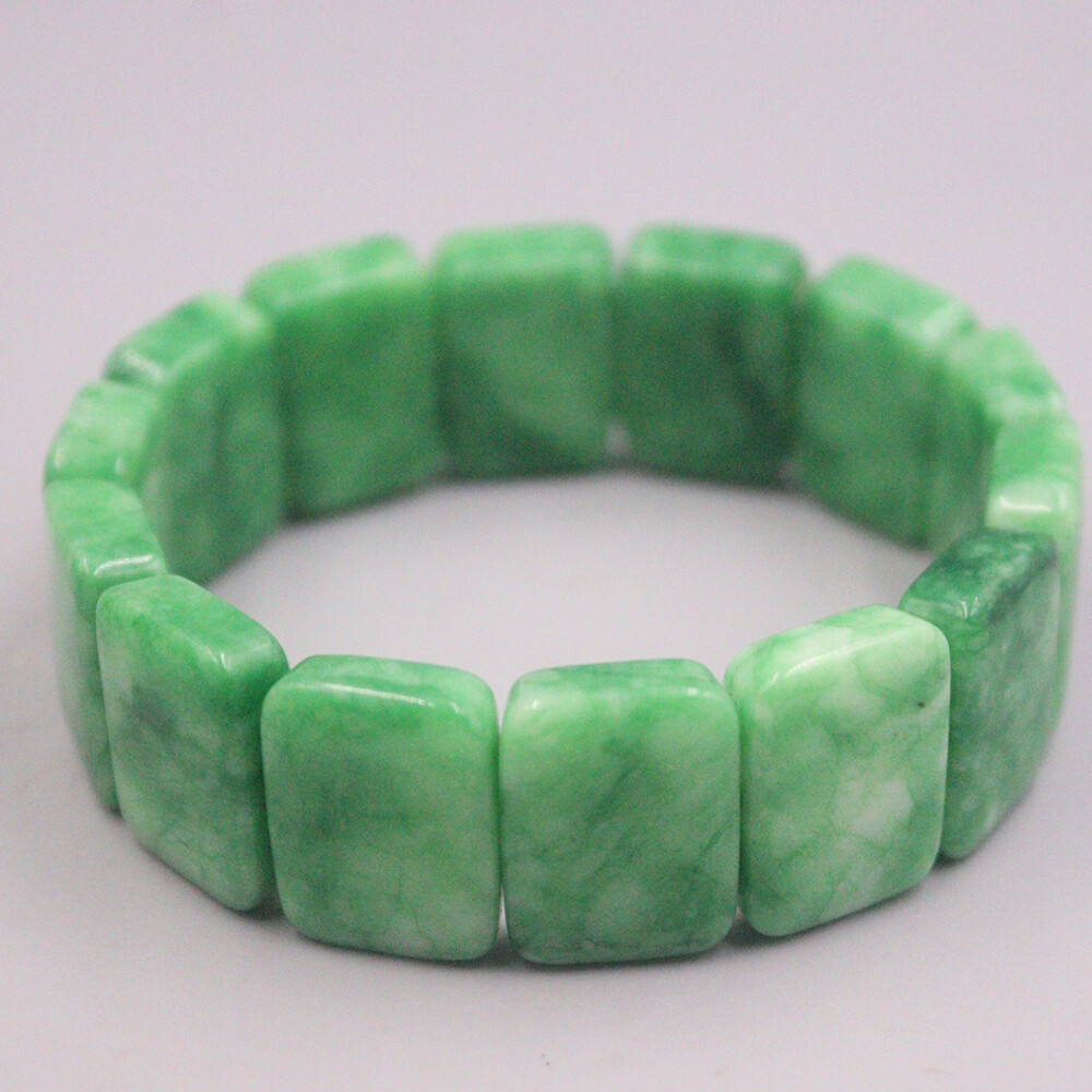 アクセサリー Green jade bracelet Real Green Jade Jadeite Bracelet For Women Men 20mm Square