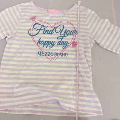 mezzo piano Tシャツ　135cm Mezzo Piano KidsTops 140cm Long Sleeve T-shirt Pink Border Stripe