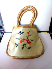 VINTAGE 1960s Lovely Chinese Handbag Silk Embroidered Butterfly Flowers