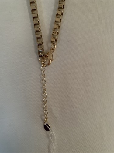 NWOT BROOKS BROTHER GOLD TONE NAVY ENAMEL LINK 35" NECKLACE CS100 - Picture 3 of 4