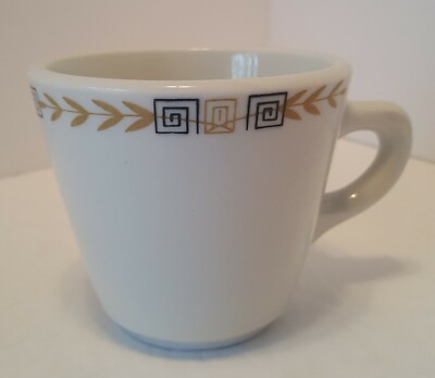 Shenango China Restaurant Ware Coffee Cup Mug Esquire Black Gold Greek Key 