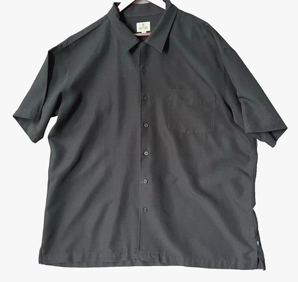 Solitude Men's Hawaiian Shirt Tropical Bliss  Embroidered Parrot  Black Size XXL - Image 3 of 4