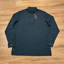 Greyson Mens Polo Shirt Teal Size XL Long Sleeve Pique Aegean