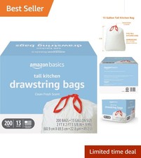 Scented Trash Bags - Tall Kitchen Drawstring, 13 Gallon, 200 Count, Fresh Odor