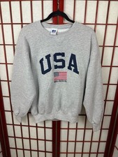 Vintage Russel Athletics Gray USA Crewneck Pullover Sweatshirt 90s Activewear