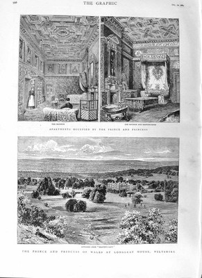 Alter antiker Druck 1881 Prince Wales Longleat House Wiltshire Apartments 19.