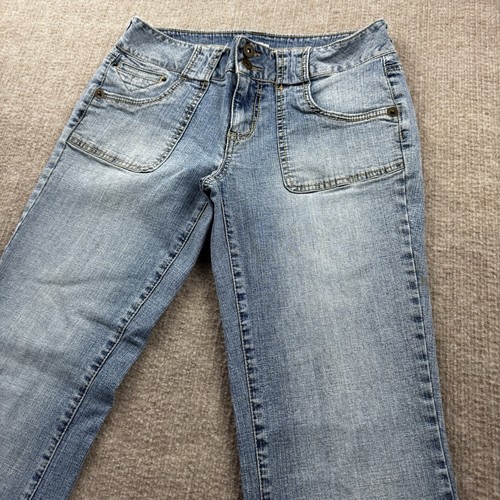 So Wear it Declare it Flared Jeans Womens 7 Low Rise Denim Stretch Flap 29X32 - Picture 6 of 17