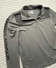 Under Armour 1/4 Zip Loose Fit HeatGear Pullover Shirt Youth Size Medium Gray