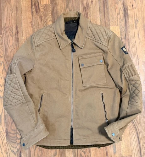 Belstaff Outrider Motorcycle Jacket Large Men's Khaki Tan Cordura Quilted Biker - product listing photo