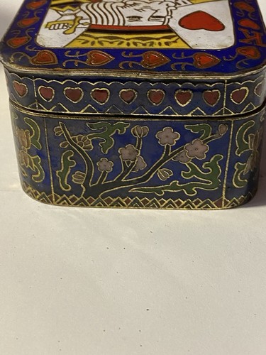 Vintage Cloisonné Rectangle Box With King Of Hearts Motif - Picture 8 of 14