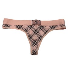 NWT VICTORIA'S SECRET Thong Pantie Sz S-M-L Pink Plaid Bling Sparkle Jersey