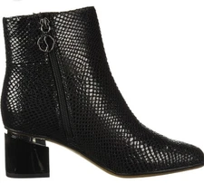 Franco Sarto Marquee Bootie, Women’s Black Snake Embossed Heel Ankle Boots SZ 9 
