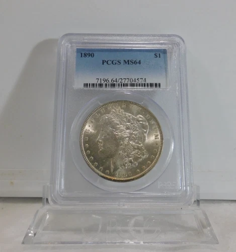 $175 VALUE!  GOLD SHIELD!  1890-P  MORGAN Silver Dollar, PCGS MS-64!