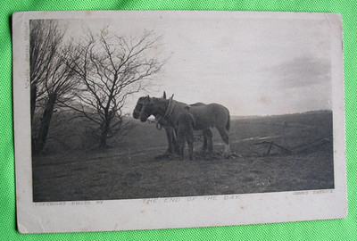 DAS ENDE DES TAGES CLYDESDALE PFERDE JAMES PATRICK POSTKARTE,,b2