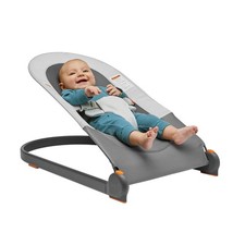Portable Baby Bouncer Folding Infant Seat Machine Washable 3-Point Harness Gray