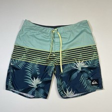 Quiksilver Board Shorts Men's 38 Blue Floral Performance Outdoor Surfer