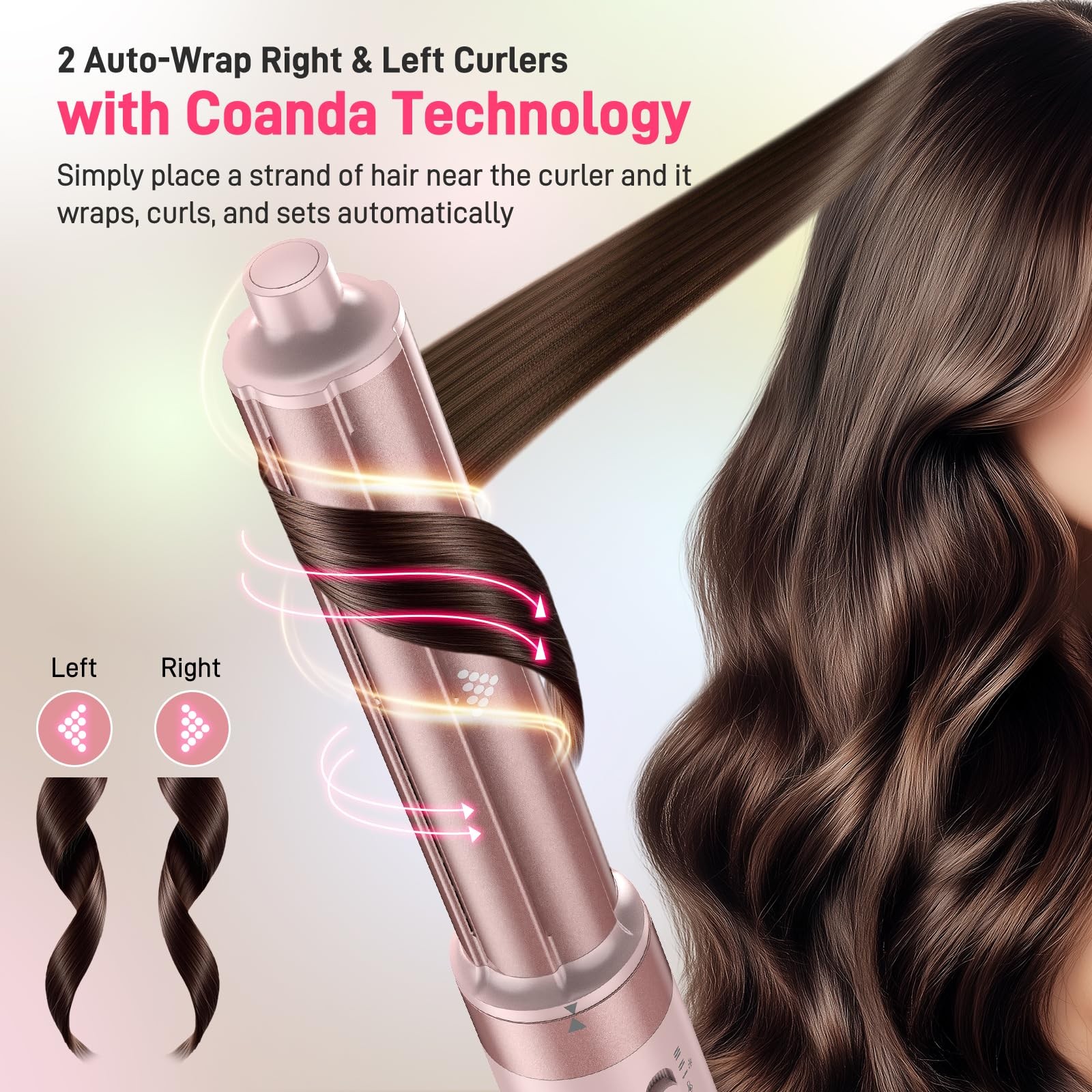 Dual Voltage Hot Air Styler Wrap - 5 in 1 Hair Dryer Brush with Fast Drying B...