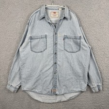 Vintage Levis Red Tab Denim Light Wash Shirt Mens Size XL Button Down 90s